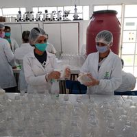 Professores e estudantes do Campus Confresa em trabalho voluntário de produção de álcool em gel glicerinado 